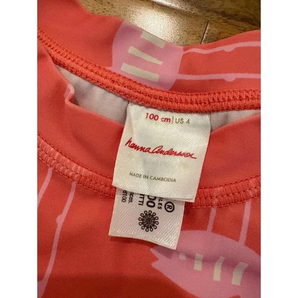 Hanna Andersson Flamingo Rashguard & RuffleButts pink seersucker bottom, Size 4T